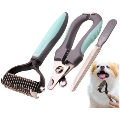 Three-in-One Pet Grooming Comb Claw Clippers for Cats & Dogs