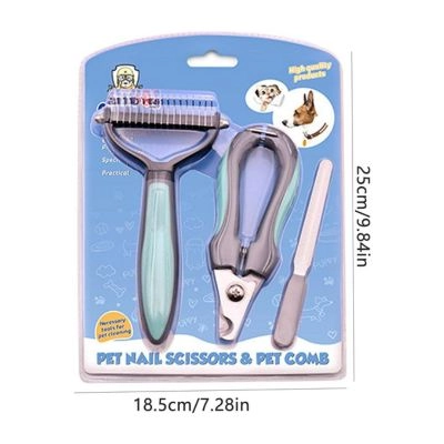 Three-in-One Pet Grooming Comb Claw Clippers for Cats & Dogs