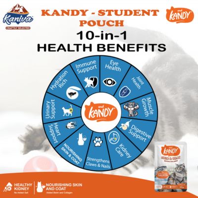 Kandy Cat Pouch Skin & Coat With Tuna Topping Salmon in Jelly for All Ages 70g