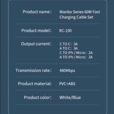 Remax Multifunctional Fast Charging Data Cable 3 in 1 (USB Cable Set Box)