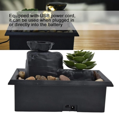 Tabletop Waterfall Decorative Desk Fountain with Soft Light