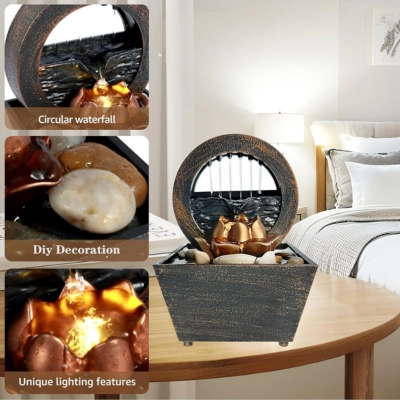 Tabletop Waterfall Decorative Desk Fountain with Soft Light