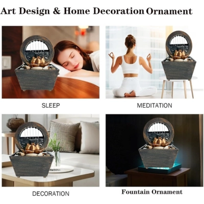 Tabletop Waterfall Decorative Desk Fountain with Soft Light