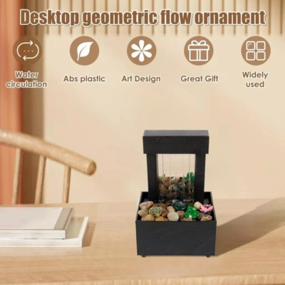 Tabletop Vintage Indoor Waterfall Decorative Desk Fountain with Led Light