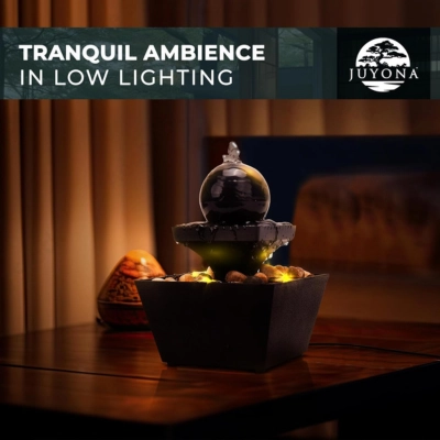 Tabletop Waterfall Decorative Desk Fountain with Soft Light