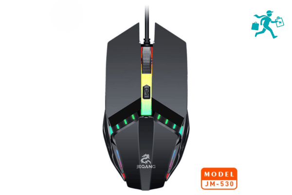 Jeqang JM-530 Wired Optical Mouse – USB, 1.5m Cable, RGB Backlit, Ergonomic Design (4 Buttons)