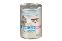 BonaCibo Adult Canned Cat Wet Food - Sardine & Tuna Pate (400gm)
